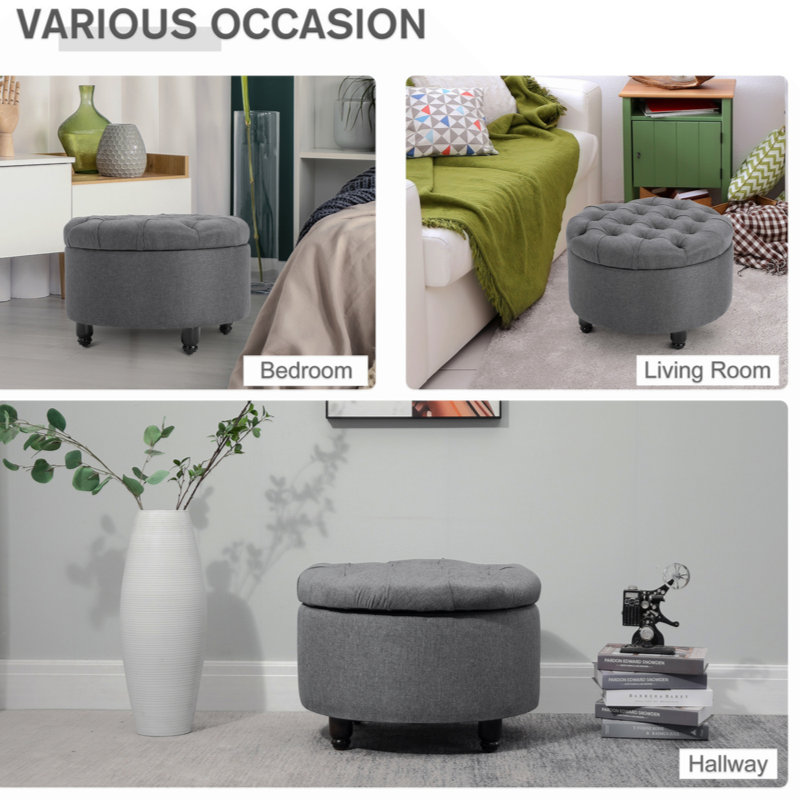 Buttoned storage footstool discount